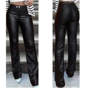 Luxe Black Vegan Leather Stretchy High Waisted Pants